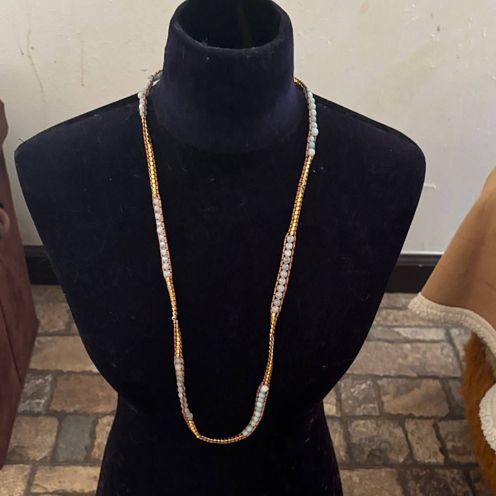 Victorian Emerson Leather Cord Beaded Necklace